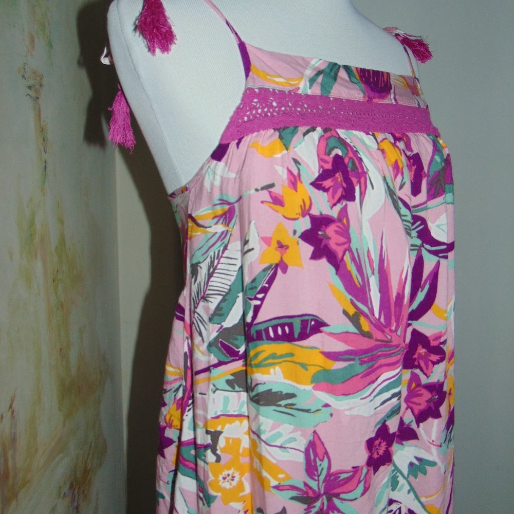 Sleep Well Women's Purple Pink Tropical Floral Crochet Sleepwear Nighty sz 8 - Picture 2 of 8